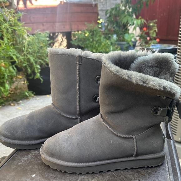 UGG Charcoal Boots with Ribbon Accents - Picture 2 of 4